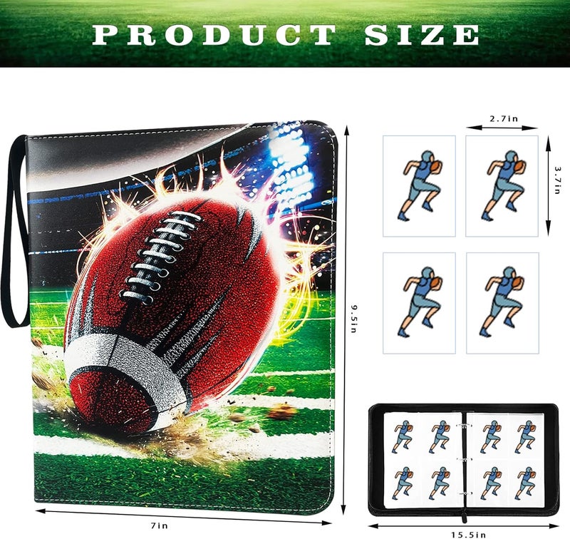 Rmannke 400 Pockets Football Cards Binder,Trading Cards Holder Card Collectors Album,Trading Card Binder 4 Pocket with 50 Removable Sleeves - Image 2